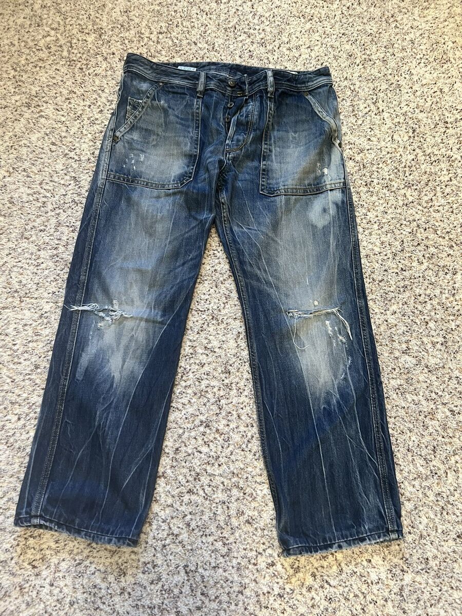 DIESEL Loiku mens blue denim straight leg jeans WAIST 34x 32 DIESEL Loiku mens blue denim straight leg jeans WAIST 34x 32