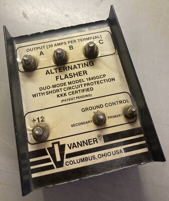 VANNER 1840GCP, 30 AMP SOLID STATE ALTERNATING EMERGENCY LIGHT FLASHER UNIT