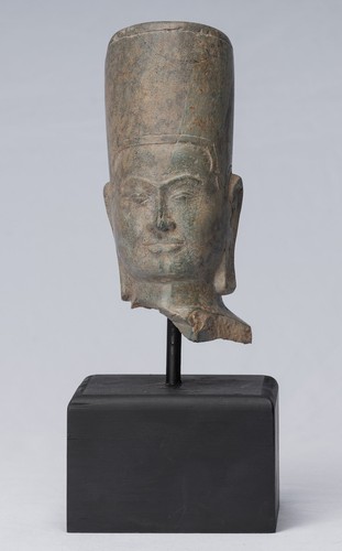 Antico Phnom Da Stile Khmer Vishnu Testa - Protezione & Preservare - 28cm/27.9cm - Foto 1 di 12