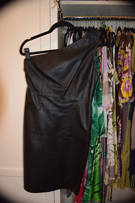 Michael Kors one shoulder black leather dress SZ 6 | eBay
