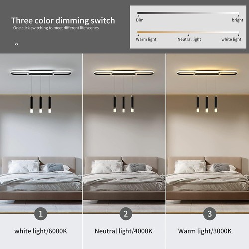 Dimmable Modern LED Ceiling Light Fixture w/ Remote Kitchen Dining Living Room - Picture 13 of 41