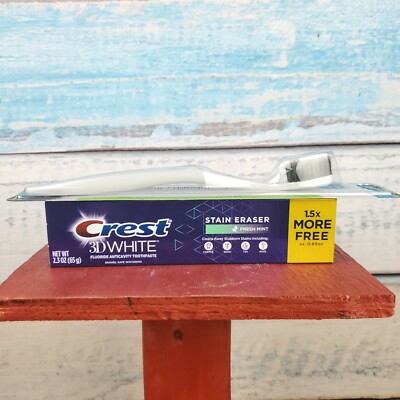 Crest 3D White Stain Eraser Fresh Mint 2.3oz Charcoal Tooth Bundle USA Seller
