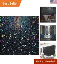 3D Stained Glass Window Film - Black Privacy Tint with UV Protection, 17.5x78.7