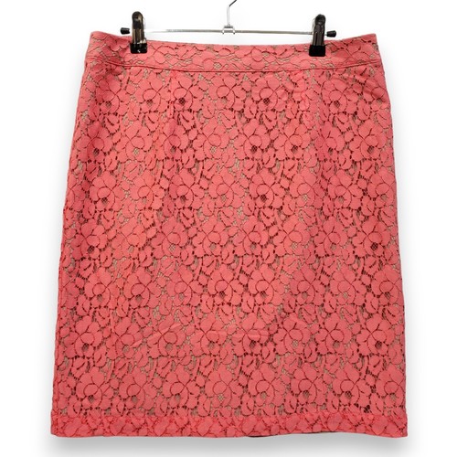 WOMENS APT 9 PINK TAN FLORAL LACE COTTON BLEND POLY LINED ZIP PENCIL SKIRT 8