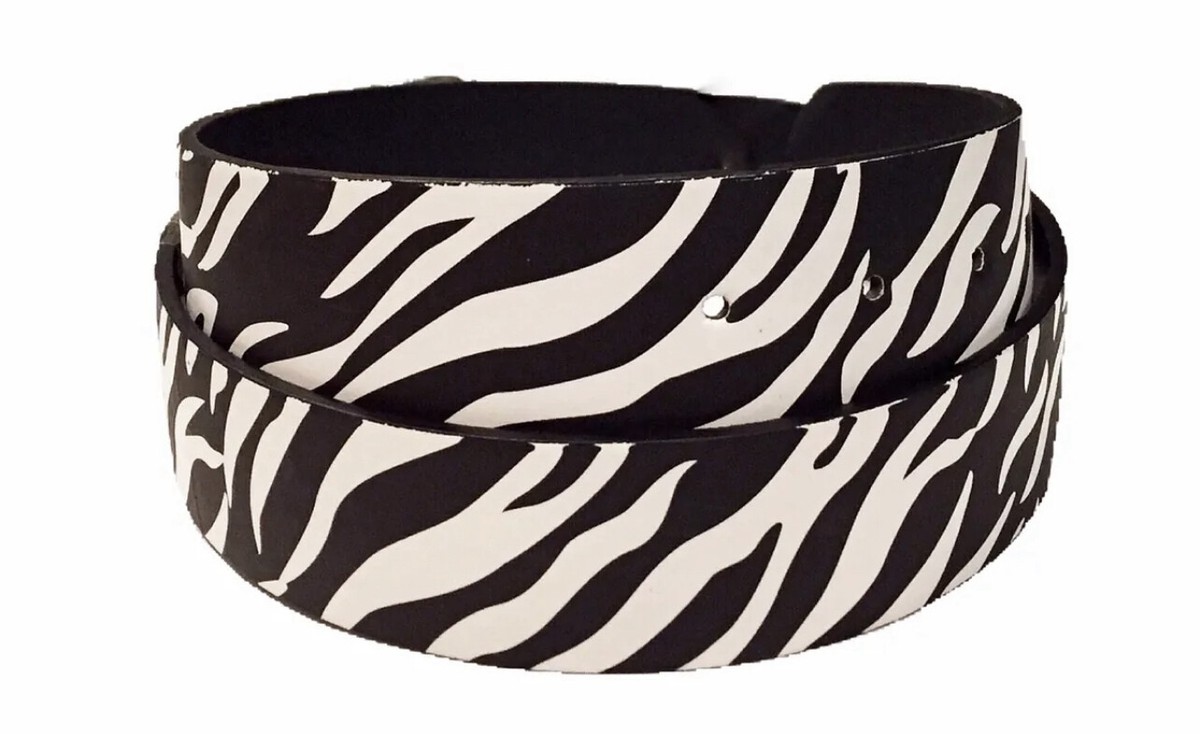 Tasha Polizzi Equestrian Bit Black and Cream Zebra Print Leather Belt 1.25 main image 4
