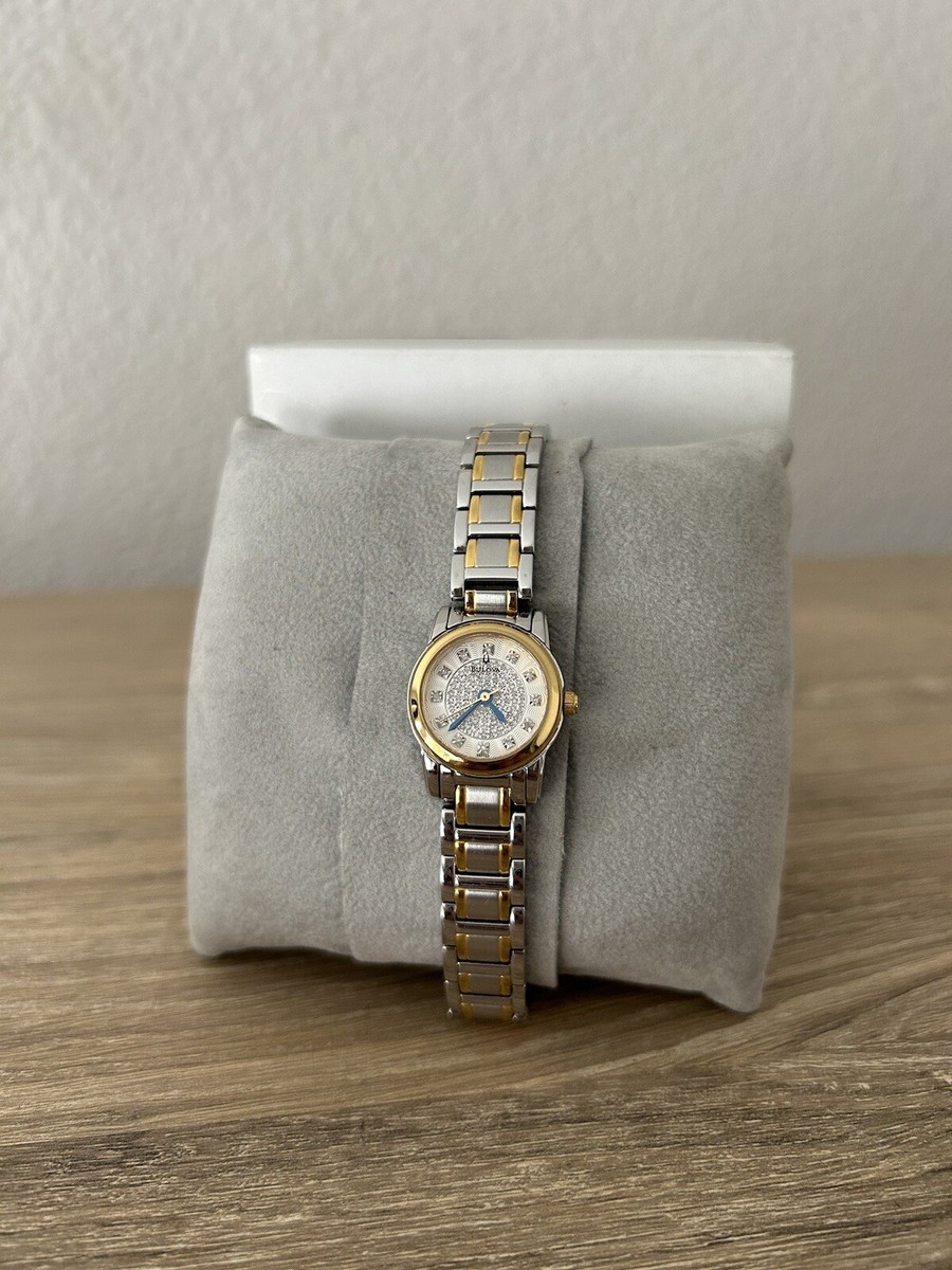 Bulova Womens Diamond Accent Pave Dial Quartz Gold Silver  display picture 3