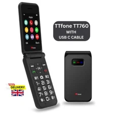 TTfone TT760 Flip 4G Big Button Mobile Phone for Elderly SOS Camera Folding Blac