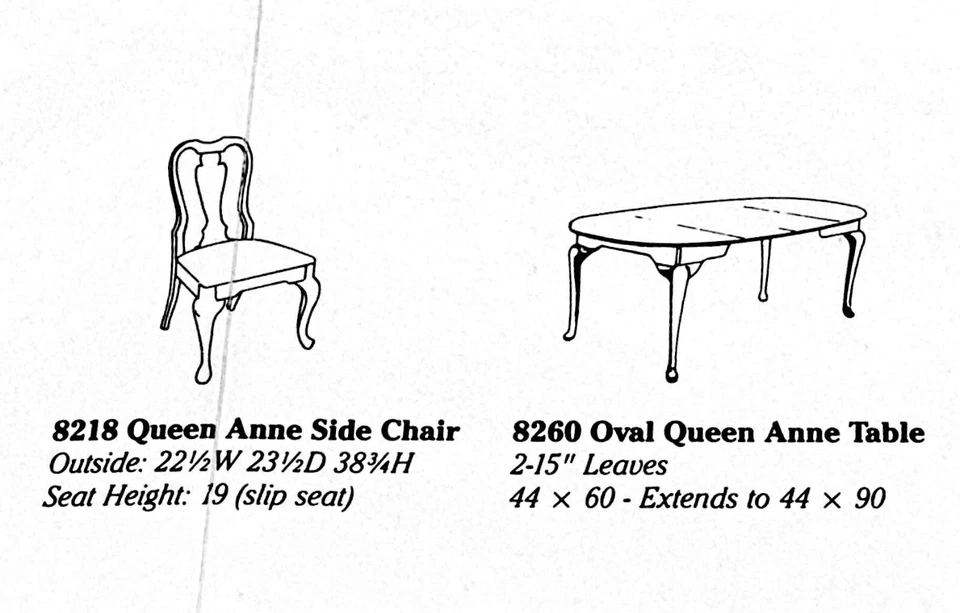 REDUZIDO! Conjunto de jantar vintage Cresent Queen Anne - 6 cadeiras, armário de porcelana iluminado - Imagem 4 de 4