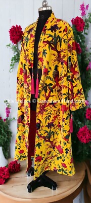 OFMD Yellow Bird Velvet Banyan Fabric Kimono Original OFMD Break Up Robe Jacket