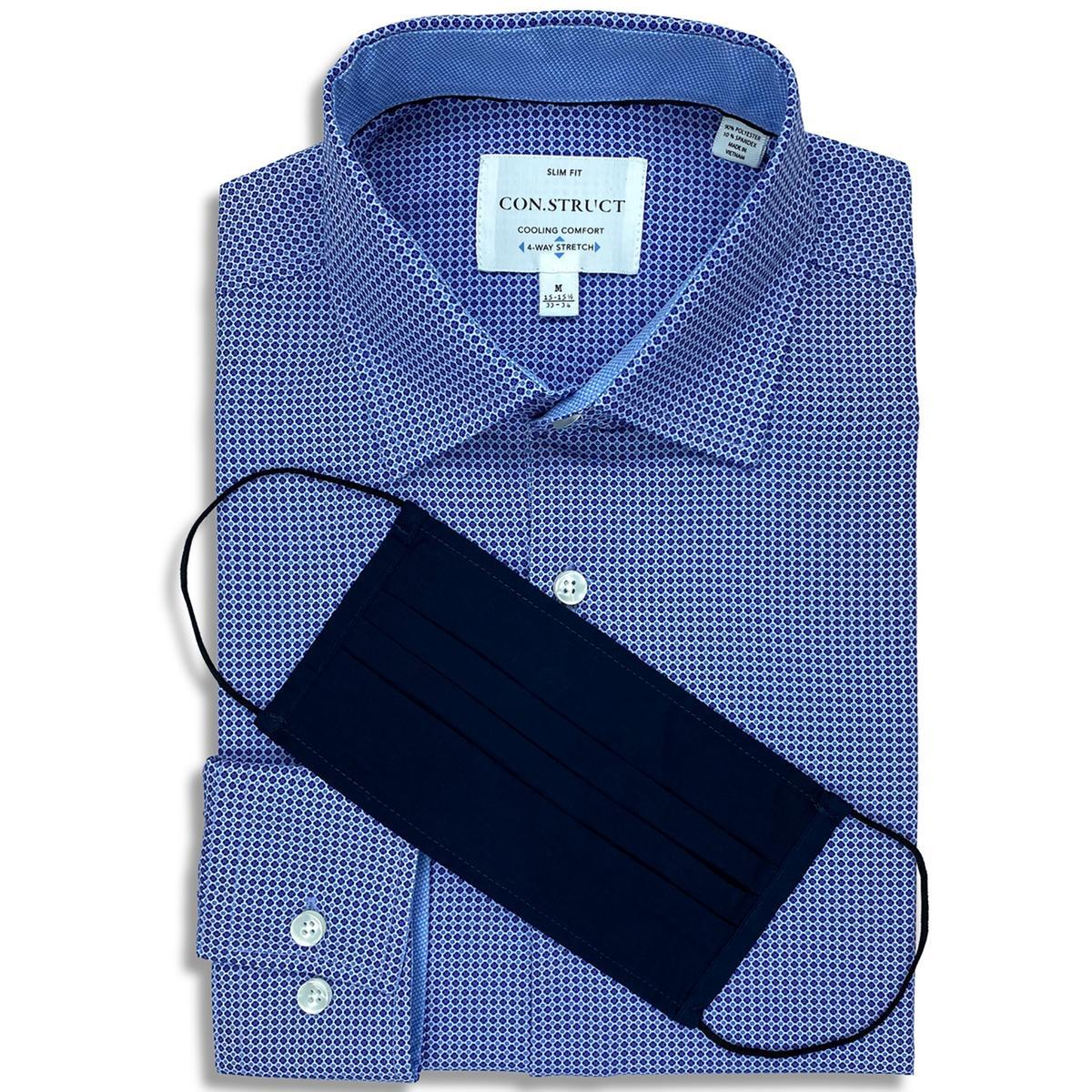 Мужская темно-синяя рубашка Construct на пуговицах Athletic 15-155 с длинными рукавами M BHFO 3992 4090₽
