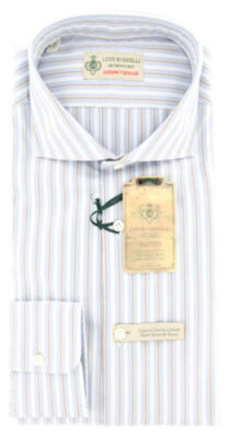 Luigi Borrelli Hellblau Gestreiftes Hemd - Extra Slim - (GB8440)