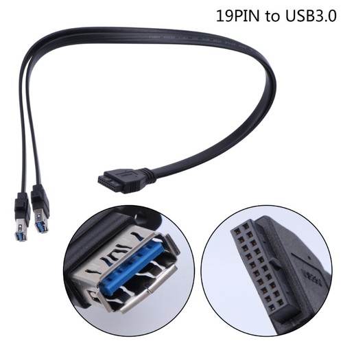 Mainboard Usb3.0 Panel Cable Front 19Pin To 2 USB3.0 Female Data Cable Shielded - Picture 2 of 10