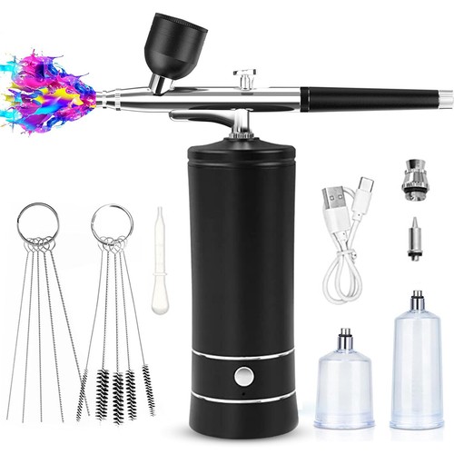AIRBRUSH SET MIT SPRITZPISTOLE kabelloses KOMPRESSOR SprühPistole KOMPLETT SET. - Bild 8 von 22