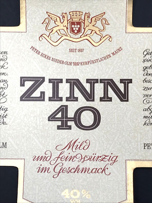 VTG Zinn 40 Mild & Spicy Wine Bottle Label Germany 4.5x5 Peter
