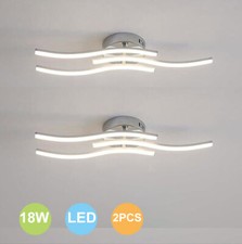 2x LED Ceiling Lights 18W Natural Light Chandeliers 3-Wave Design Bedroom Living
