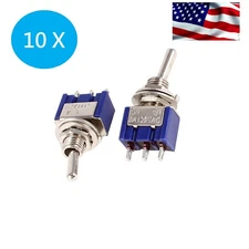 US 10 x Mini 6A 125V AC SPDT MTS-102 3Pin 2 Position On-on Toggle Switch Practic