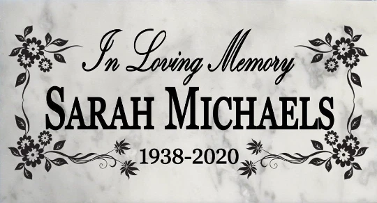 Piedra conmemorativa personalizada estilo floral regalo piedra conmemorativa de mármol personalizada Foto 3 de 4