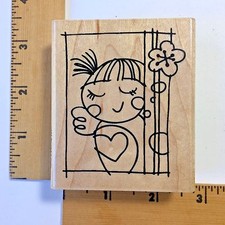 Stampendous Rubber Stamp - Block Art Cutie Heart V191 - NEW