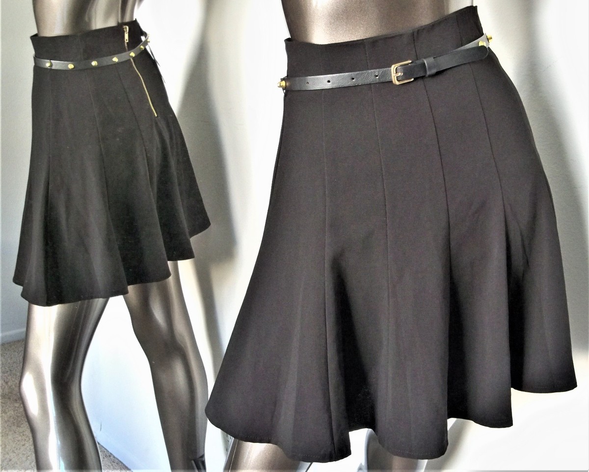 NWT-XOXO BLACK HIGH-WAIST EXPOSED BACK ZIPPER STUD BELT MINI