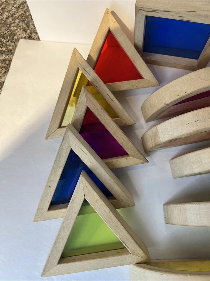 Guidecraft Stacking Transparent Rainbow Pyramid Set - 18 Pieces - Image 2 of 4