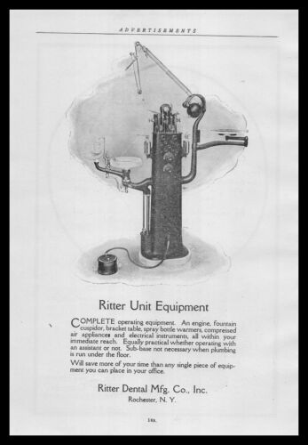 1920 Ritter Dental Rochester New York Engine Fountain Cuspidor Table Print Ad - Picture 1 of 1