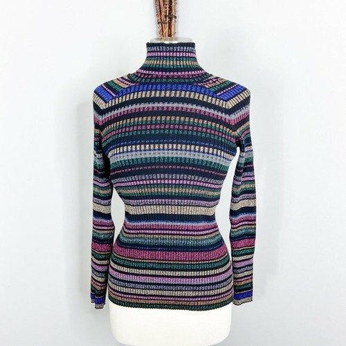 Milly Metallic Striped Turtleneck 