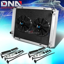 For 79-93 Mustang Full Aluminum 3-rowcore Racing Radiatorcooling Black Fans