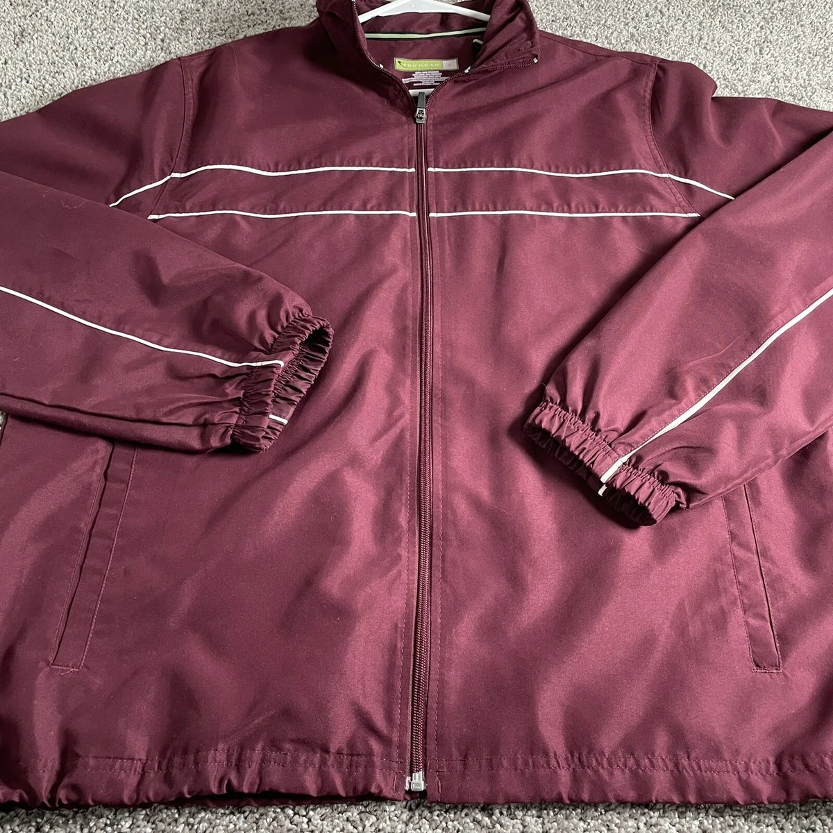 TEK GEAR Jacket Men s Medium Maroon Full Zip Mock Neck Active Coat