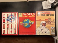 3-Vintage Soft Cover Stamp Albums. Minkus,Harris, & Stanley Gibbons. No Stamps