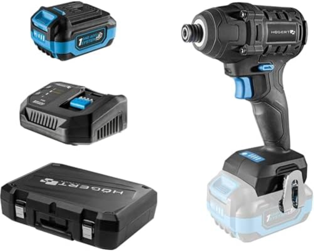 HÃ–GERT TECHNIK Set di cacciaviti a percussione a batteria, 18 V, 200 Nm, coppia