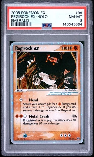 2005 POKEMON EX EMERALD #99 REGIROCK EX-HOLO PSA 8