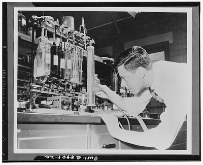 1940s Male Scientist Laboratory Equipment Experiment Research Microscope