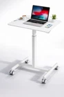 Lockable Rolling Desk: Compact, Adjustable Height, Stand-Up Desk in White