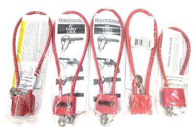 15'' Lockdown Gun Cable Locks Plus 15'' CL551B 15'' R15SC3 11'' Mascon Lock 5 Total