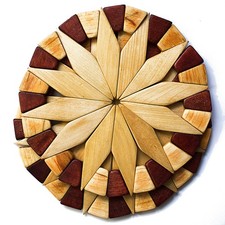 2 Natural Wood Trivets for Hot Dishes Table Counter Protection
