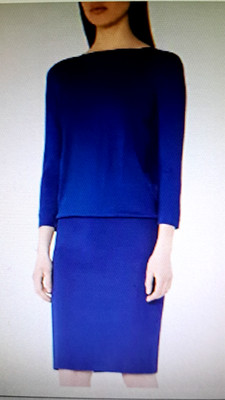 NWT Reiss REN Royal Blue Body Con Deep V Back Dress RRP $340 3/4 Sleeves Sz 0