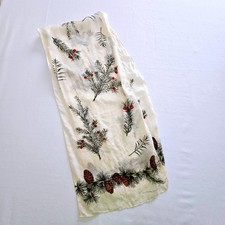Smithsonian Institution 1999 Vintage Silk Scarf Pine Berry Paisley Ivory Oblong