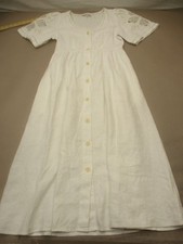 Madewell Size XS Womens White 100% Linen Short Sleeve Buttons A Line Dress 040