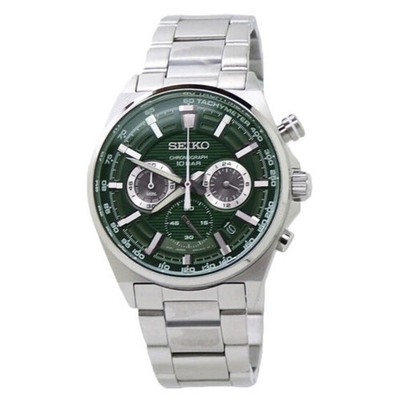 Seiko Chronograph Quartz Green Dial Stainless Steel Men's Watch 44mm