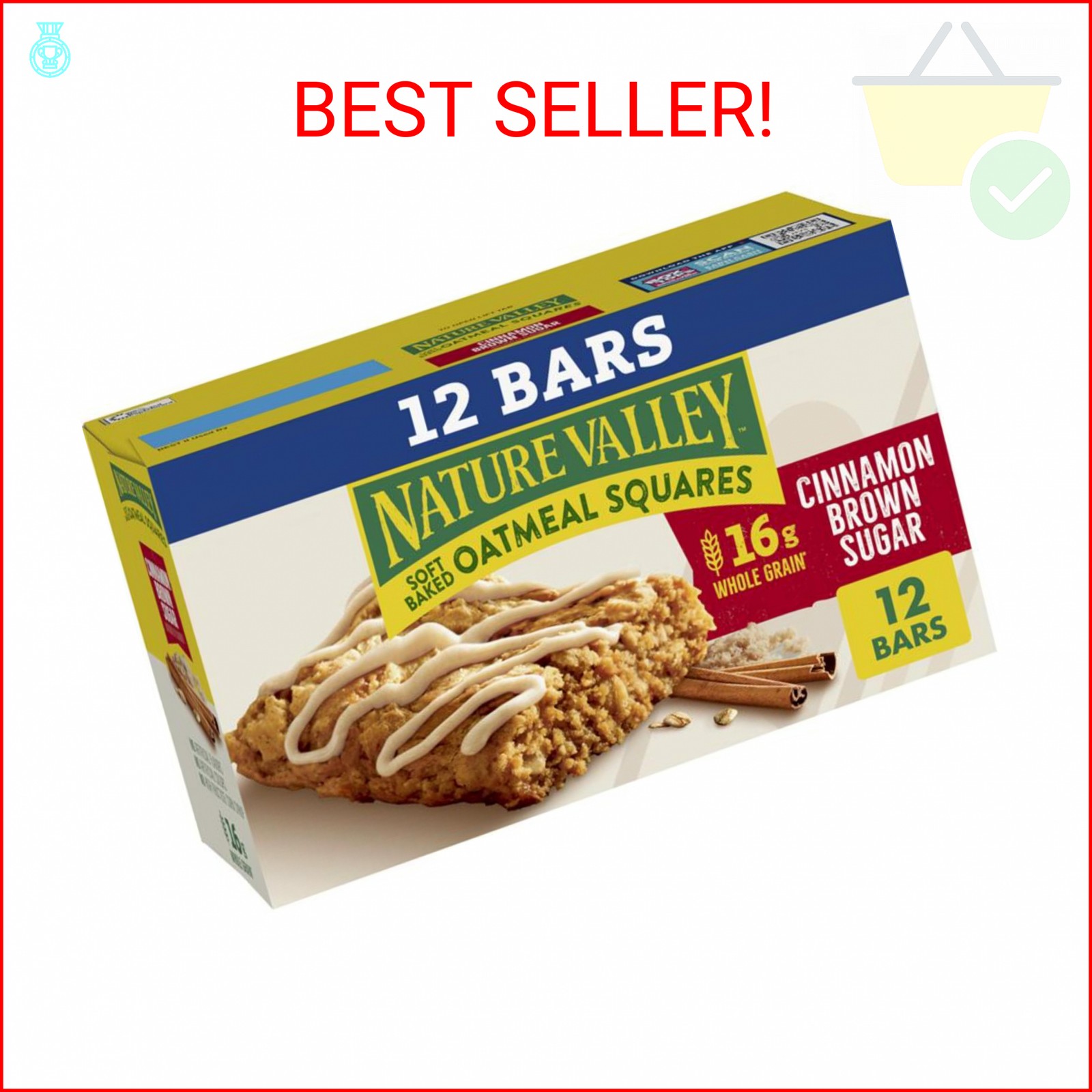 Nature Valley Soft Baked Oatmeal Squares, Cinnamon Brown Sugar, 12 Bars, 14.88 o