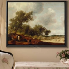 Vintage Landscape Oil Canvas Print Rustic Country Wall Art Decor Rural Artwork