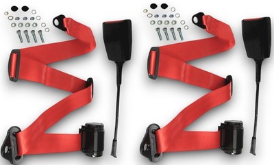 Safety Belt Strap Dreipunkt 45 cm Red for Jaguar E-Type, XK, XS Set