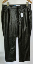Old Navy Women Faux Leather Pants Black Size 12 Bootcut High Rise 5 Pockets NEW