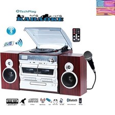 Karaoke Enabled, 30W RMS, Retro Classic Turntable, NFC Bluetooth, Double Cass...