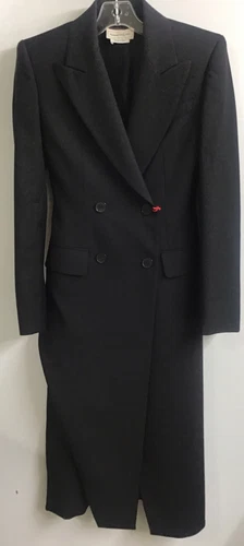 Alexander Mcqueen giacca lunga nera aperta lato manica lunga nuova con etichetta taglia 38