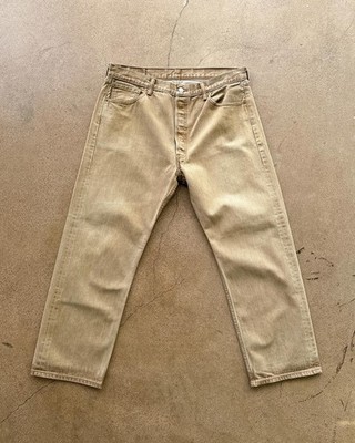 Vintage 2000s Levi's 501 Jeans Tan Khaki Men's 36 Straight Button Fly Western