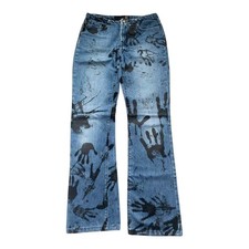 Vintage Roberto Just Cavalli handprint painted print graphic denim pants size 28