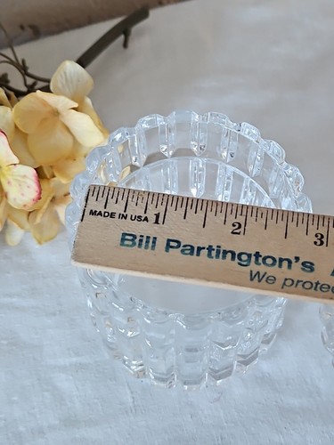 Vintage Pair Crystal Montparnasse Pattern Votive Candle Holders Jars - Picture 4 of 6