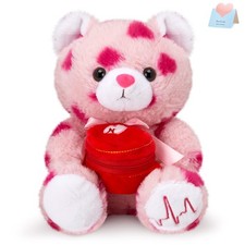 11 inch Pink Teddy Bear Plush   Soft Animal Gift for   Heart Pattern Valentin...