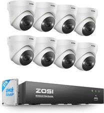 ZOSI 4K PoE Security Camera System Person Car Detect Night Vision 2TB HDD Record